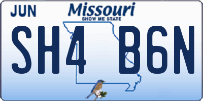 MO license plate SH4B6N