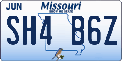 MO license plate SH4B6Z