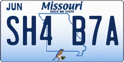 MO license plate SH4B7A