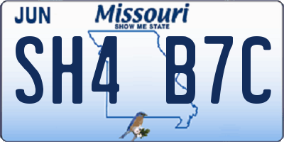 MO license plate SH4B7C