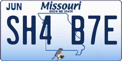 MO license plate SH4B7E