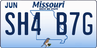 MO license plate SH4B7G