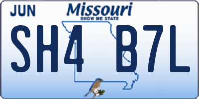 MO license plate SH4B7L