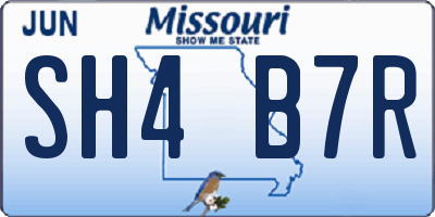 MO license plate SH4B7R