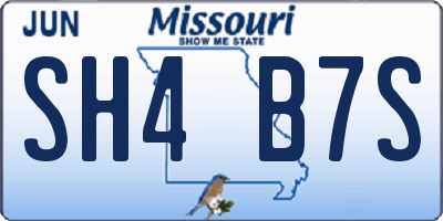 MO license plate SH4B7S
