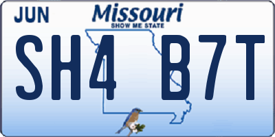 MO license plate SH4B7T