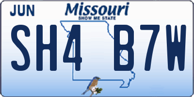 MO license plate SH4B7W