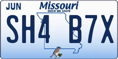 MO license plate SH4B7X