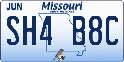 MO license plate SH4B8C