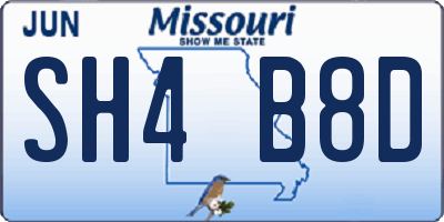 MO license plate SH4B8D