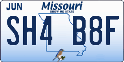 MO license plate SH4B8F