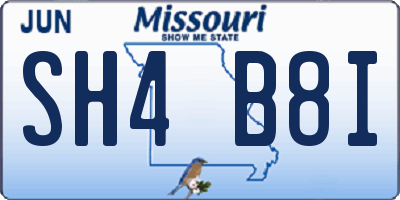 MO license plate SH4B8I