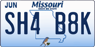 MO license plate SH4B8K