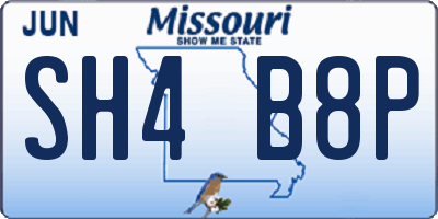 MO license plate SH4B8P