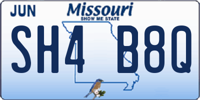 MO license plate SH4B8Q