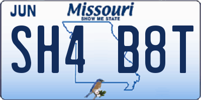 MO license plate SH4B8T