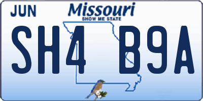 MO license plate SH4B9A