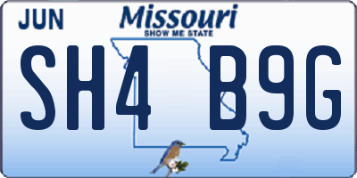 MO license plate SH4B9G