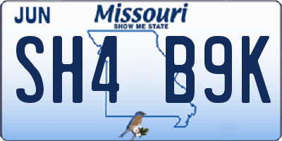 MO license plate SH4B9K