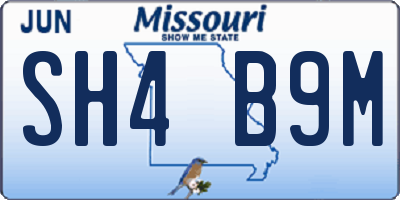 MO license plate SH4B9M