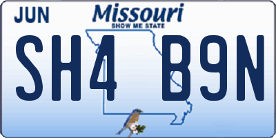 MO license plate SH4B9N
