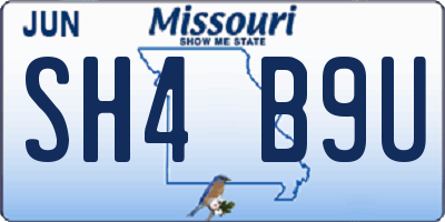 MO license plate SH4B9U