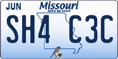 MO license plate SH4C3C