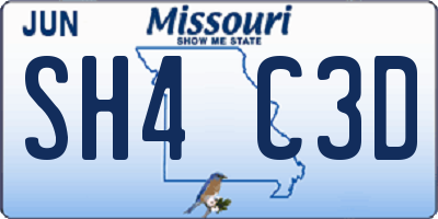 MO license plate SH4C3D