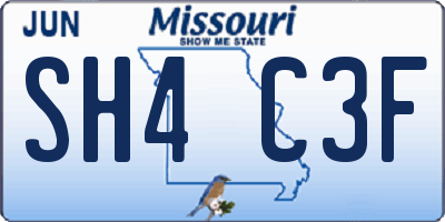 MO license plate SH4C3F