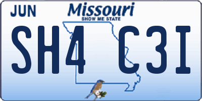 MO license plate SH4C3I