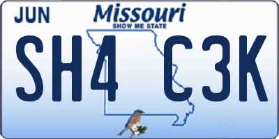 MO license plate SH4C3K