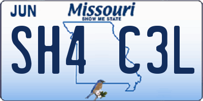 MO license plate SH4C3L