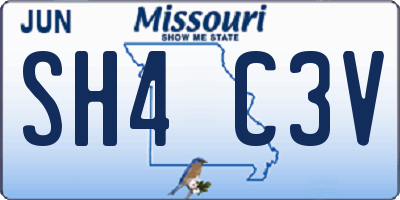 MO license plate SH4C3V