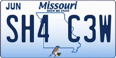 MO license plate SH4C3W