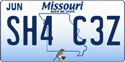 MO license plate SH4C3Z