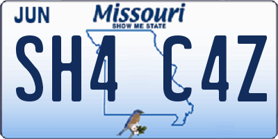 MO license plate SH4C4Z