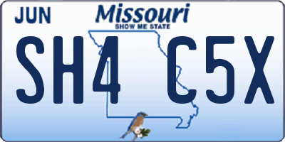 MO license plate SH4C5X