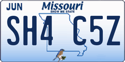 MO license plate SH4C5Z