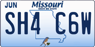 MO license plate SH4C6W
