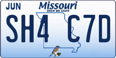 MO license plate SH4C7D
