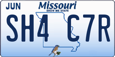 MO license plate SH4C7R