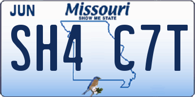 MO license plate SH4C7T