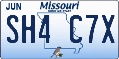 MO license plate SH4C7X