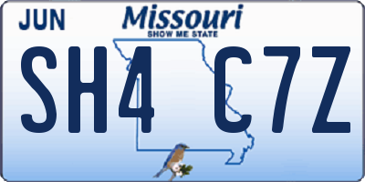 MO license plate SH4C7Z