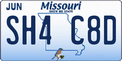 MO license plate SH4C8D