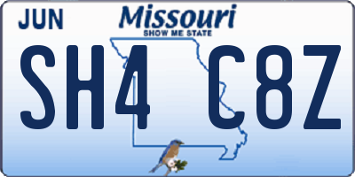 MO license plate SH4C8Z