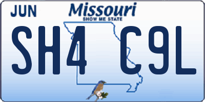 MO license plate SH4C9L