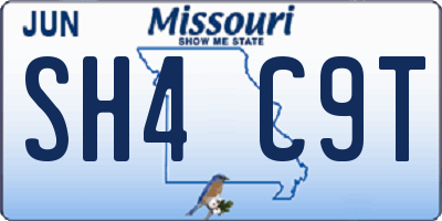 MO license plate SH4C9T