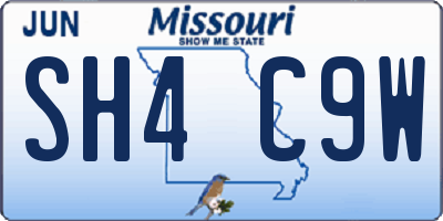 MO license plate SH4C9W