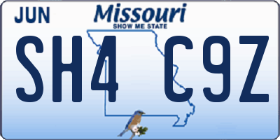 MO license plate SH4C9Z